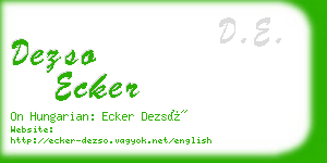 dezso ecker business card